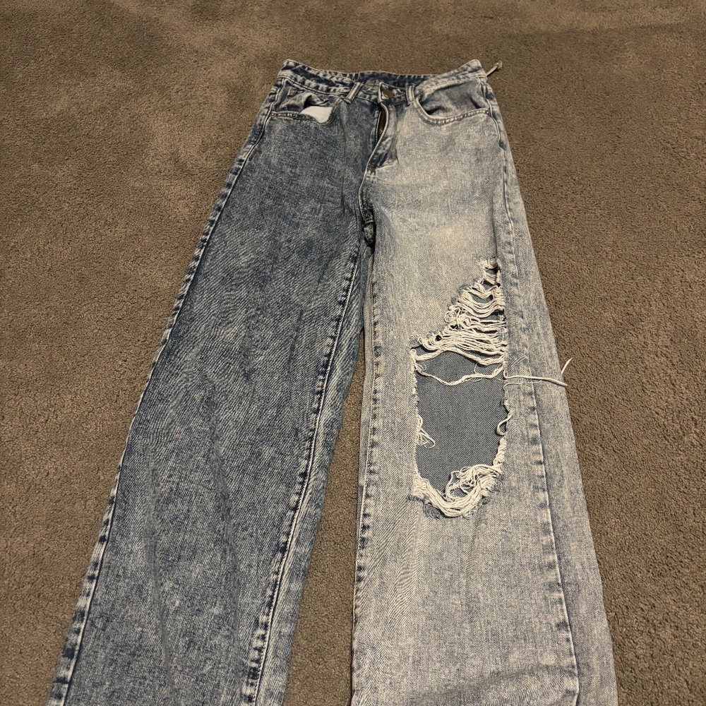 Colorblock High Rise Ripped Jeans